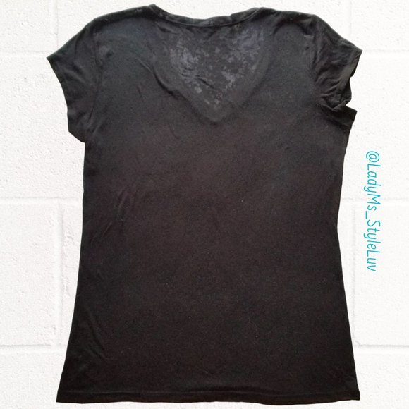 Tshirt Black Semi-sheer Slub-Knit Blue Swallows by Artist Andrea Courchene XXL - Picture 4 of 7